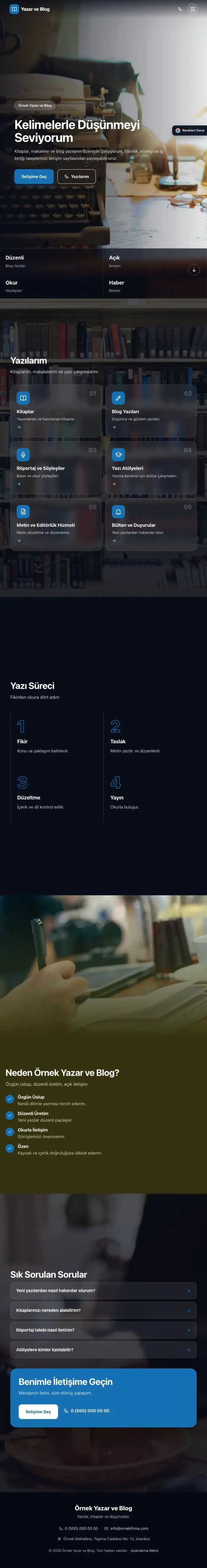 Tam Ekran Zeytin Mavi – Yazar ve Blog Web Sitesi tablet görünümü