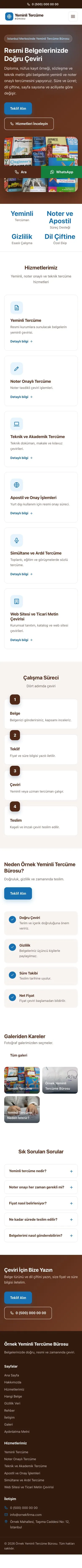 Klasik Kahve Mavi – Yeminli Tercüme Bürosu Web Sitesi mobil görünümü