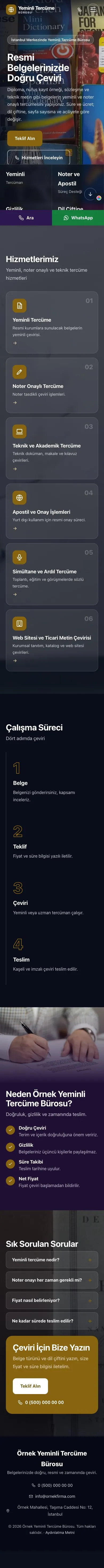 Tam Ekran Mor Amber – Yeminli Tercüme Bürosu Web Sitesi mobil görünümü