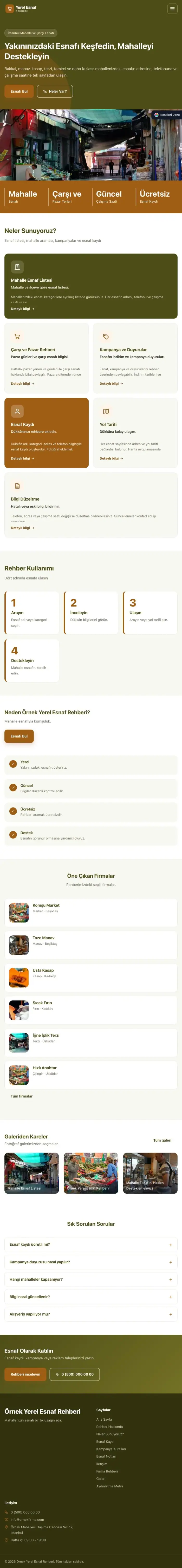 Blok Zeytin Turuncu – Yerel Esnaf Rehberi Web Sitesi tablet görünümü