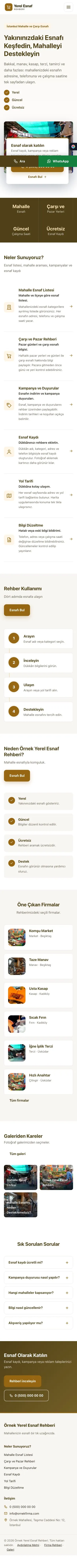 Bölünmüş Kahve Turuncu – Yerel Esnaf Rehberi Web Sitesi mobil görünümü