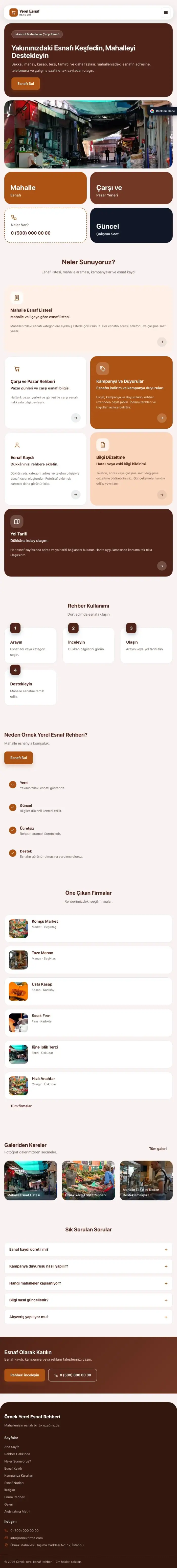 Mozaik Bordo Turuncu – Yerel Esnaf Rehberi Web Sitesi tablet görünümü