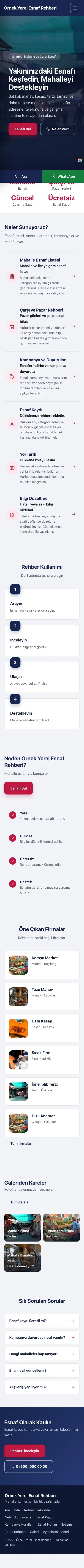 Sol Menü Lacivert Kırmızı – Yerel Esnaf Rehberi Web Sitesi mobil görünümü