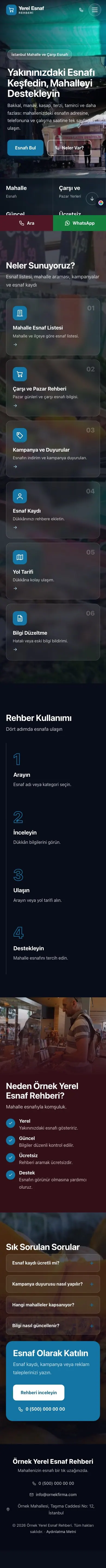 Tam Ekran Tasarım – Yerel Esnaf Rehberi Web Sitesi mobil görünümü