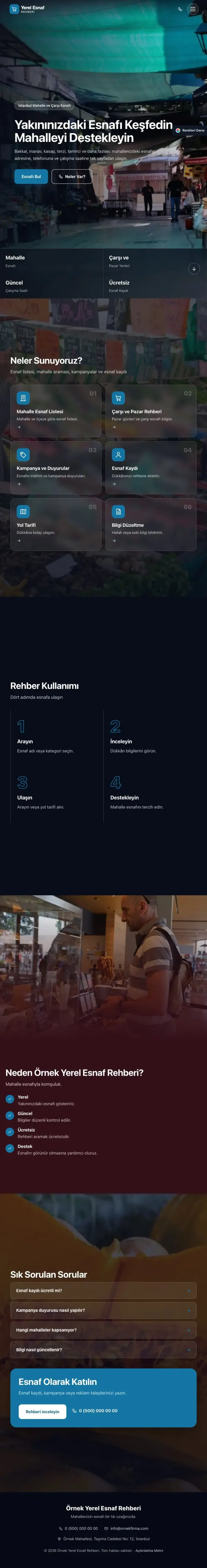 Tam Ekran Tasarım – Yerel Esnaf Rehberi Web Sitesi tablet görünümü