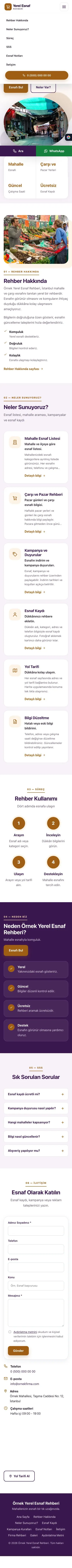 Tek Sayfa Mor Turuncu – Yerel Esnaf Rehberi Web Sitesi mobil görünümü