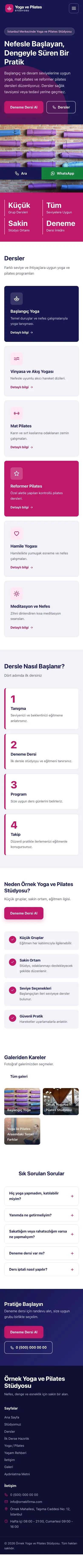 Blok Lacivert Pembe – Yoga ve Pilates Web Sitesi mobil görünümü