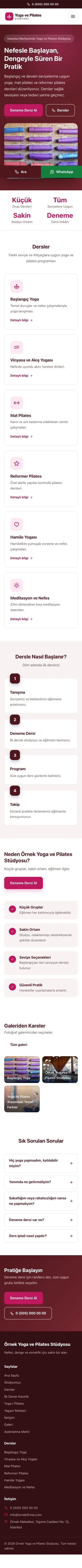 Klasik Bordo Pembe – Yoga ve Pilates Web Sitesi mobil görünümü