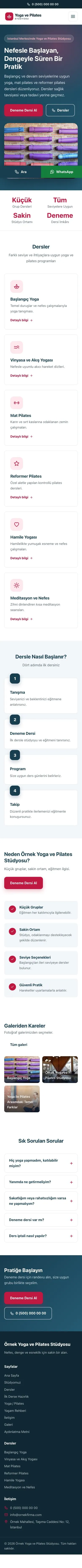 Klasik Mavi Kırmızı – Yoga ve Pilates Web Sitesi mobil görünümü