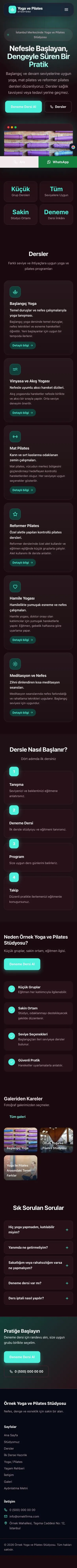 Koyu Modern Bordo Turkuaz – Yoga ve Pilates Web Sitesi mobil görünümü