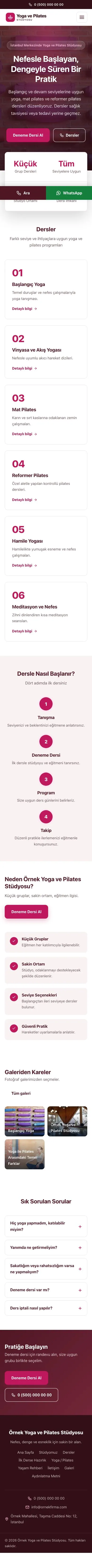 Merkez Bordo Pembe – Yoga ve Pilates Web Sitesi mobil görünümü