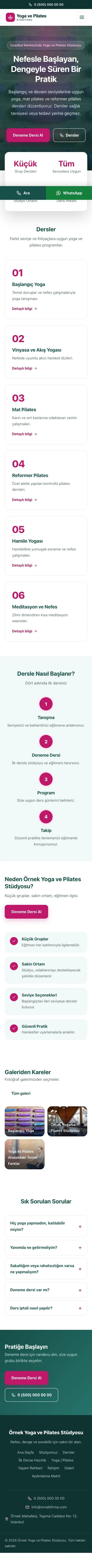 Merkez Petrol Pembe – Yoga ve Pilates Web Sitesi mobil görünümü