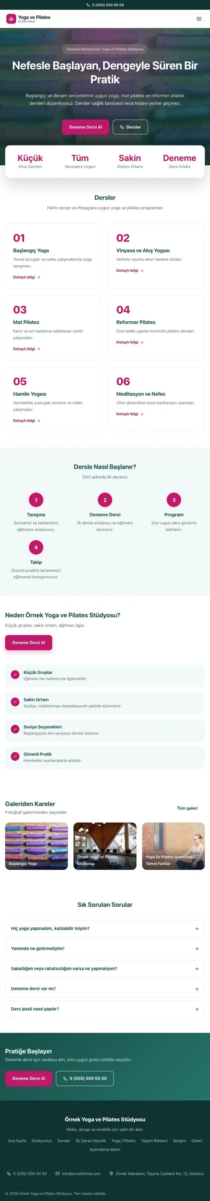 Merkez Petrol Pembe – Yoga ve Pilates Web Sitesi tablet görünümü