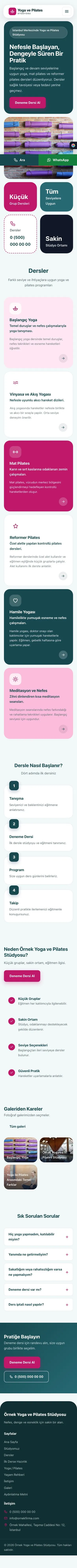 Mozaik Petrol Pembe – Yoga ve Pilates Web Sitesi mobil görünümü