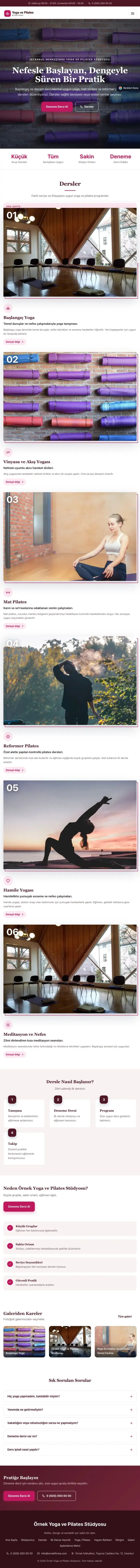 Zigzag Bordo Pembe – Yoga ve Pilates Web Sitesi tablet görünümü