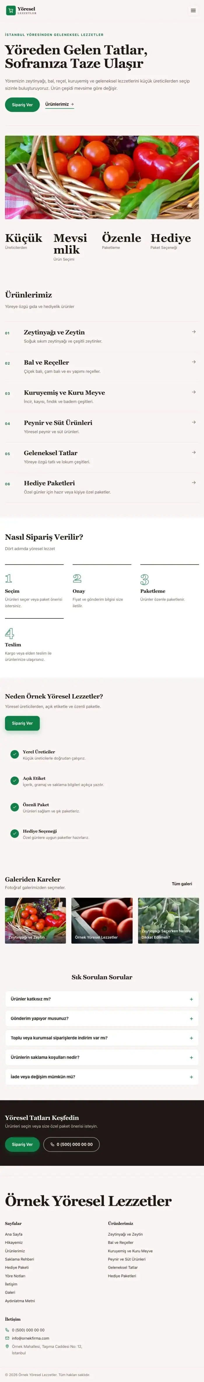 Editoryal Kahve Yeşil – Yöresel Lezzetler Web Sitesi tablet görünümü