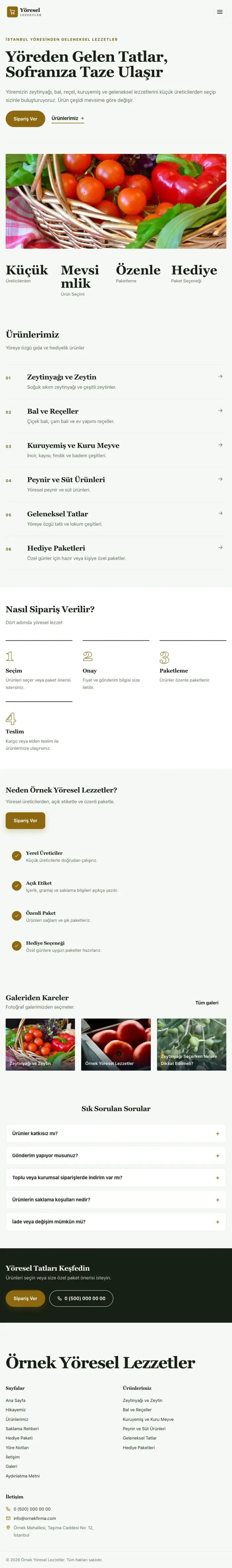 Editoryal Yeşil Amber – Yöresel Lezzetler Web Sitesi tablet görünümü