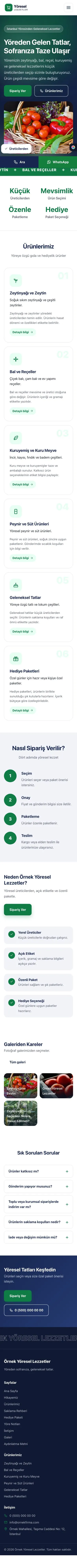Hareketli Mavi Yeşil – Yöresel Lezzetler Web Sitesi mobil görünümü