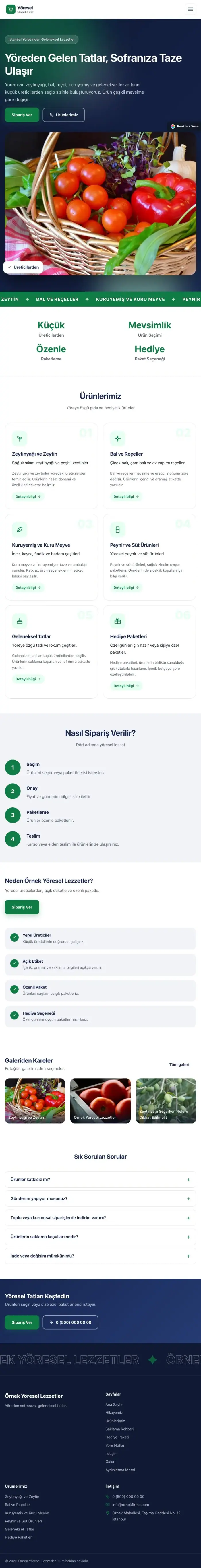 Hareketli Mavi Yeşil – Yöresel Lezzetler Web Sitesi tablet görünümü