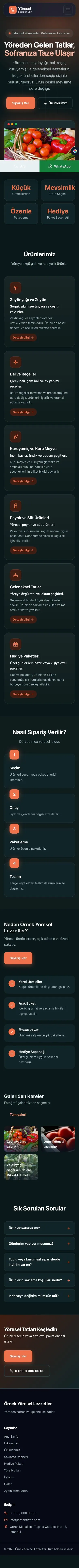 Koyu Modern Petrol Turuncu – Yöresel Lezzetler Web Sitesi mobil görünümü