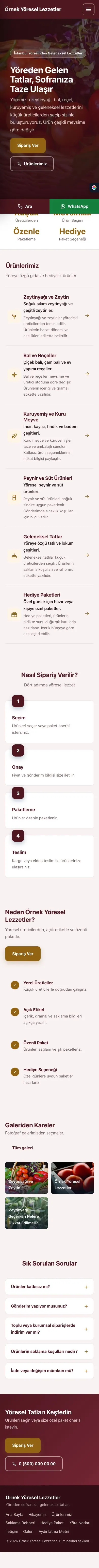 Sol Menü Bordo Turuncu – Yöresel Lezzetler Web Sitesi mobil görünümü