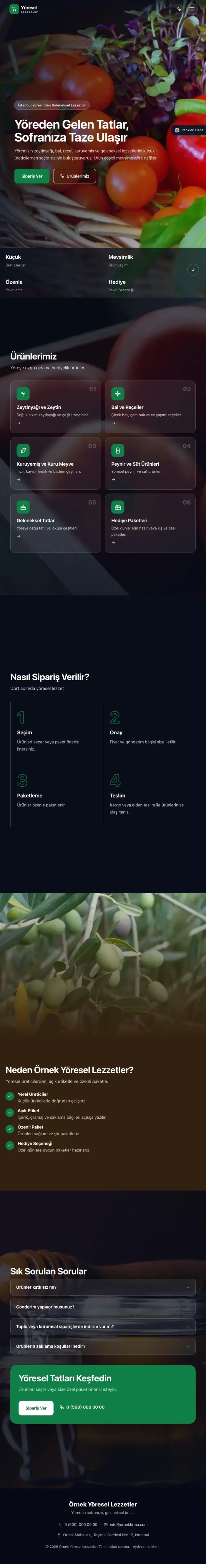 Tam Ekran Kahve Yeşil – Yöresel Lezzetler Web Sitesi tablet görünümü