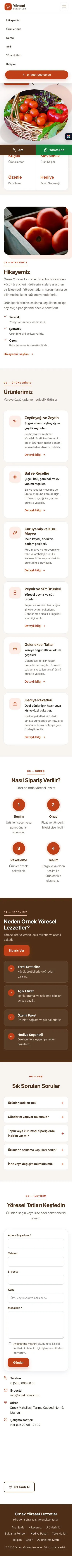 Tek Sayfa Kahve Turuncu – Yöresel Lezzetler Web Sitesi mobil görünümü
