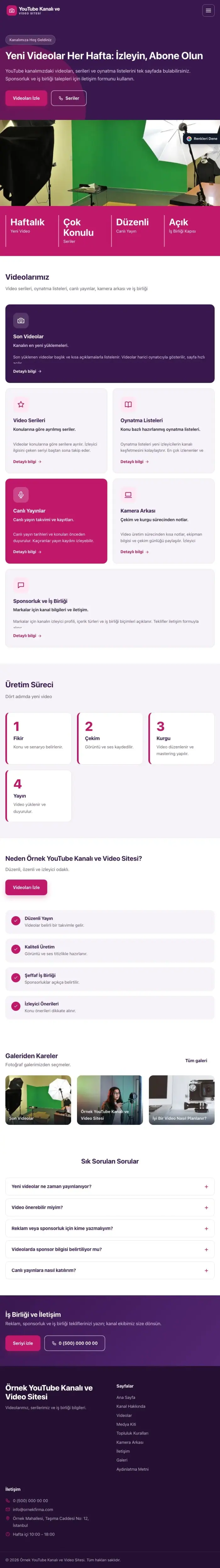 Blok Mor Pembe – YouTube Kanalı ve Video Sitesi Web Sitesi tablet görünümü