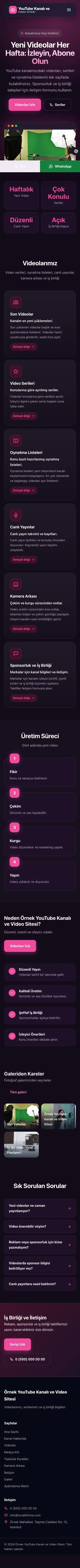 Koyu Modern Mor Pembe – YouTube Kanalı ve Video Sitesi Web Sitesi mobil görünümü