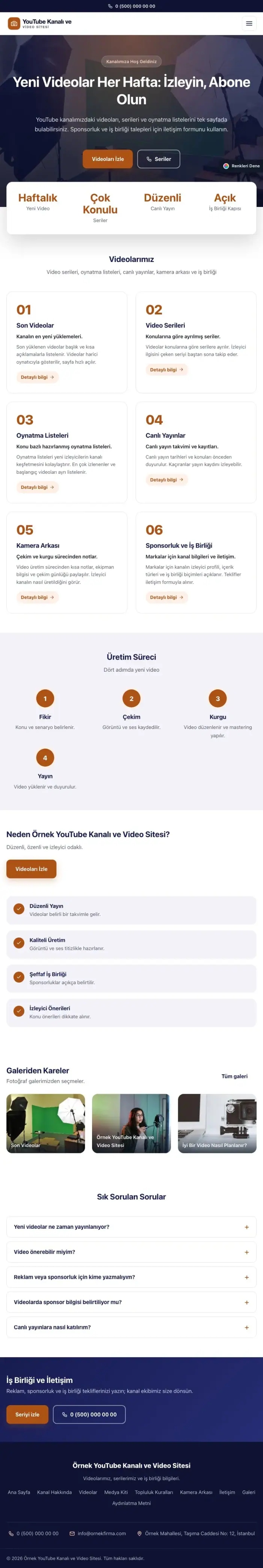 Merkez Lacivert Turuncu – YouTube Kanalı ve Video Sitesi Web Sitesi tablet görünümü