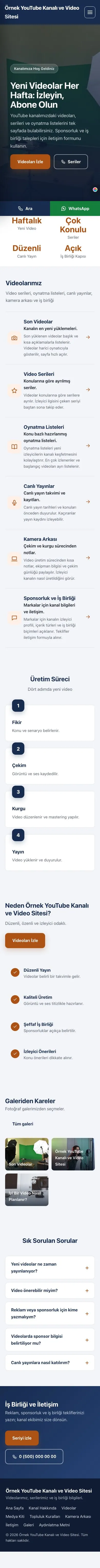 Sol Menü Mavi Turuncu – YouTube Kanalı ve Video Sitesi Web Sitesi mobil görünümü