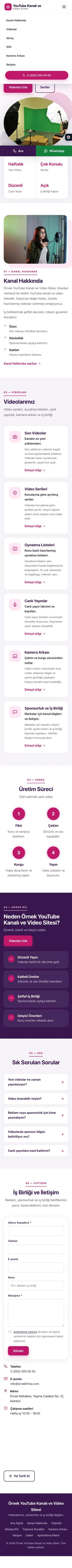 Tek Sayfa Mor Pembe – YouTube Kanalı ve Video Sitesi Web Sitesi mobil görünümü