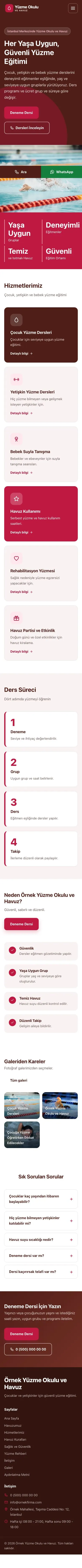 Blok Bordo Kırmızı – Yüzme Okulu ve Havuz Web Sitesi mobil görünümü