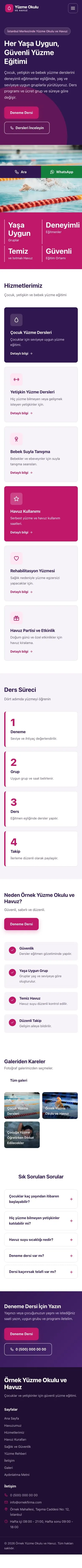 Blok Mor Pembe – Yüzme Okulu ve Havuz Web Sitesi mobil görünümü