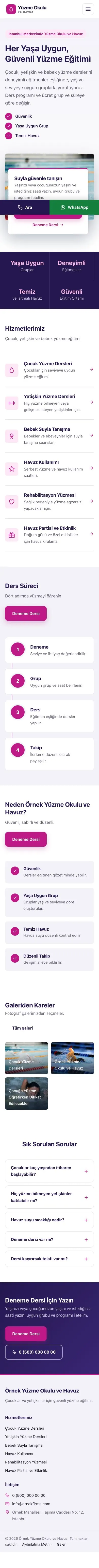 Bölünmüş Lacivert Pembe – Yüzme Okulu ve Havuz Web Sitesi mobil görünümü