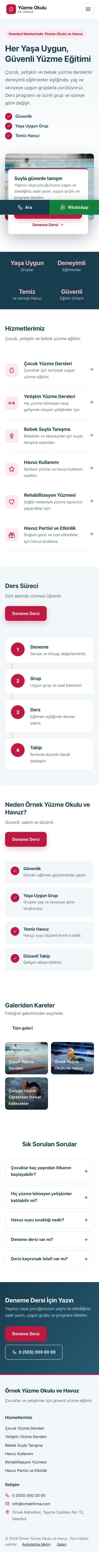 Bölünmüş Mavi Kırmızı – Yüzme Okulu ve Havuz Web Sitesi mobil görünümü