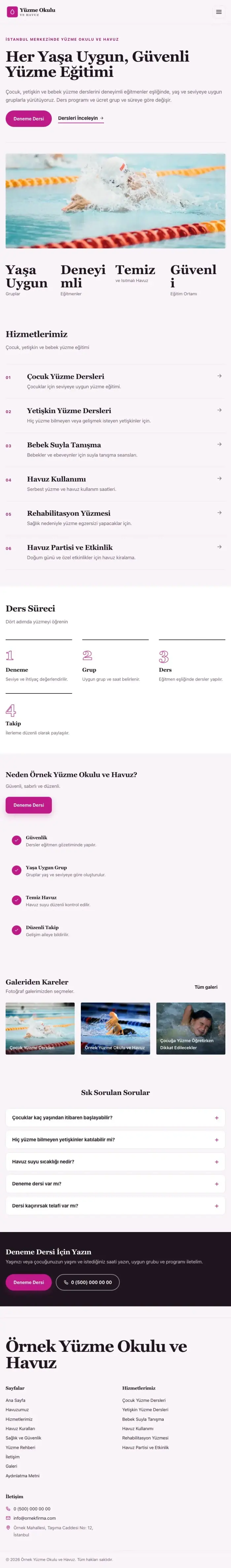 Dergi Editoryal Erik Pembe – Yüzme Okulu ve Havuz Web Sitesi tablet görünümü