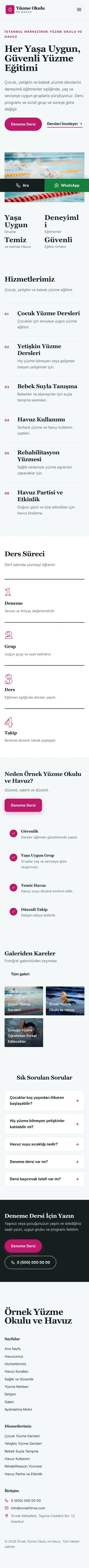 Dergi Editoryal Petrol Pembe – Yüzme Okulu ve Havuz Web Sitesi mobil görünümü