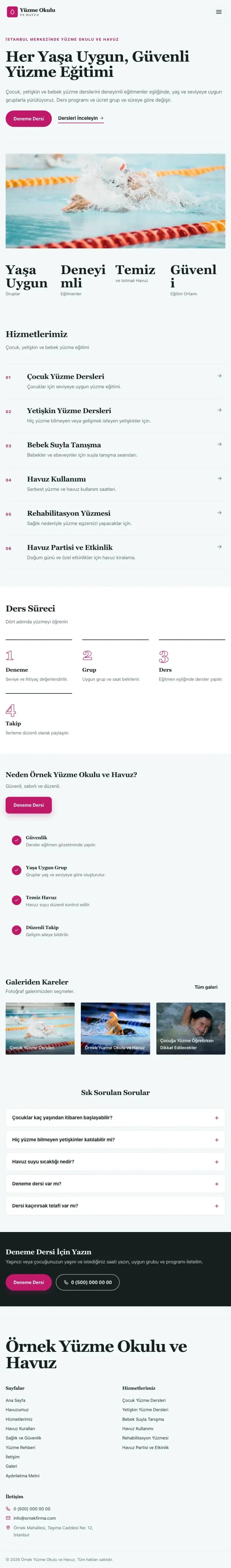 Dergi Editoryal Petrol Pembe – Yüzme Okulu ve Havuz Web Sitesi tablet görünümü