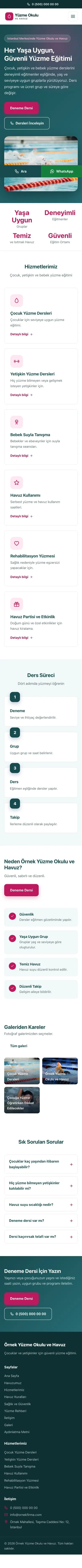 Klasik Petrol Pembe – Yüzme Okulu ve Havuz Web Sitesi mobil görünümü