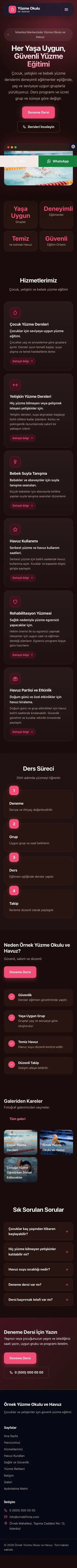 Koyu Modern Bordo Kırmızı – Yüzme Okulu ve Havuz Web Sitesi mobil görünümü