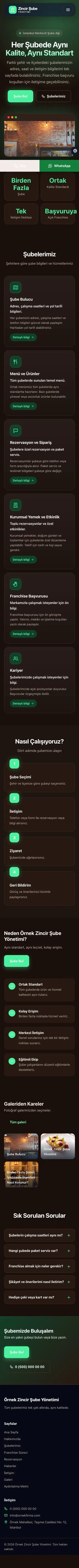 Koyu Modern Kahve Yeşil – Zincir Şube Web Sitesi mobil görünümü