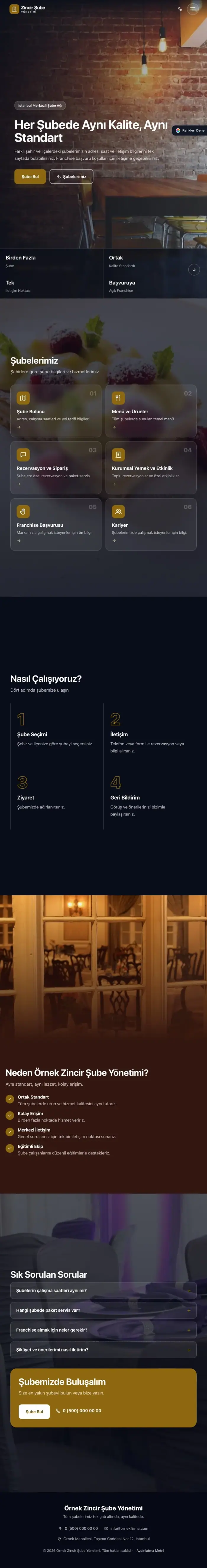Tam Ekran Bordo Amber – Zincir Şube Web Sitesi tablet görünümü