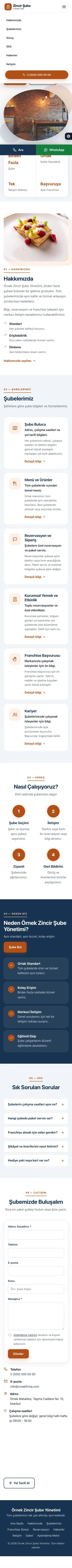 Tek Sayfa Mavi Turuncu – Zincir Şube Web Sitesi mobil görünümü